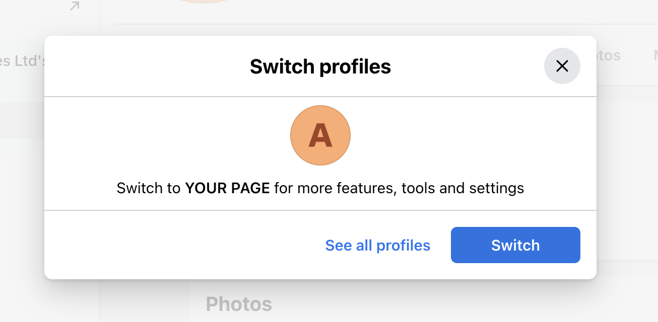 Switch profile by clicking on Settings