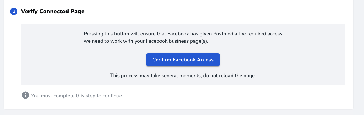 Facebook Onboarding for LSO, Step 3 Verify Connected Page